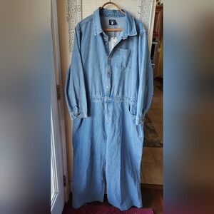Women's Boohoo Blue Denim Jumpsuit Plus Size 20 Boilersuit Coveralls